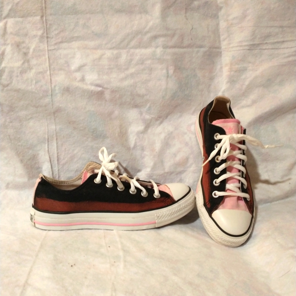 Converse All Star Sneaker Shoes Size 5 Men's Women's 7 Lace Up Brown Pink Black - Picture 1 of 11